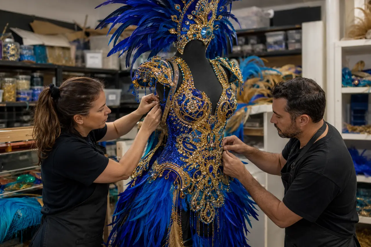 Artisans fabriquant masques et costumes de carnaval