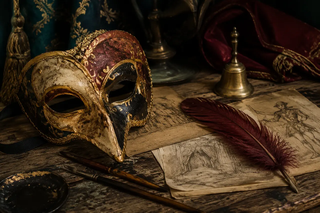 Masques de carnaval traditionnels dans un atelier historique