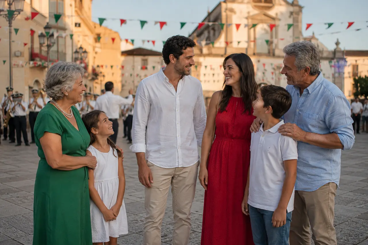 Six personnes lors d’une fête civique italienne sur une place