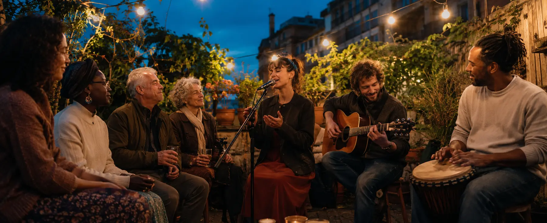 Public et musiciens réunis lors d’une soirée culturelle francophone