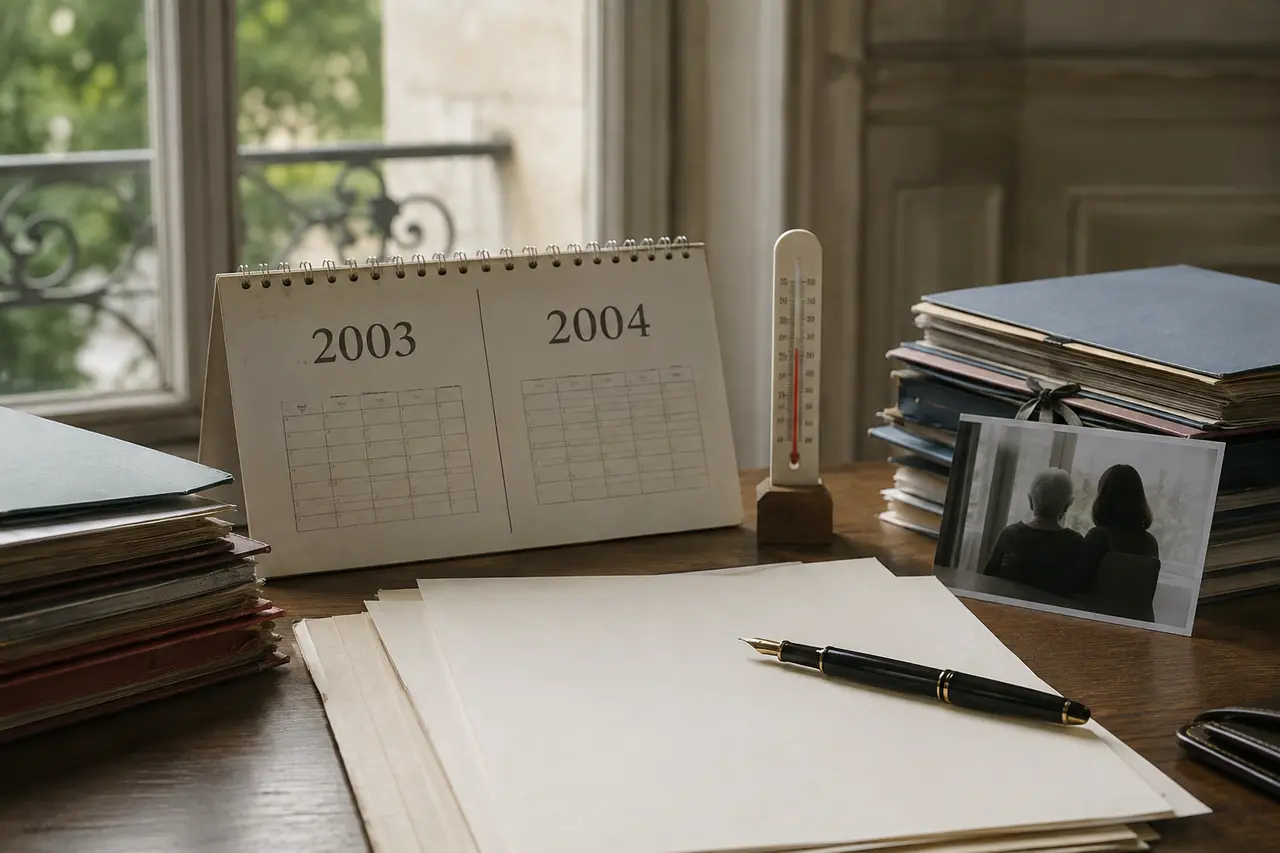 Calendrier 2003 et 2004 avec documents législatifs vierges
