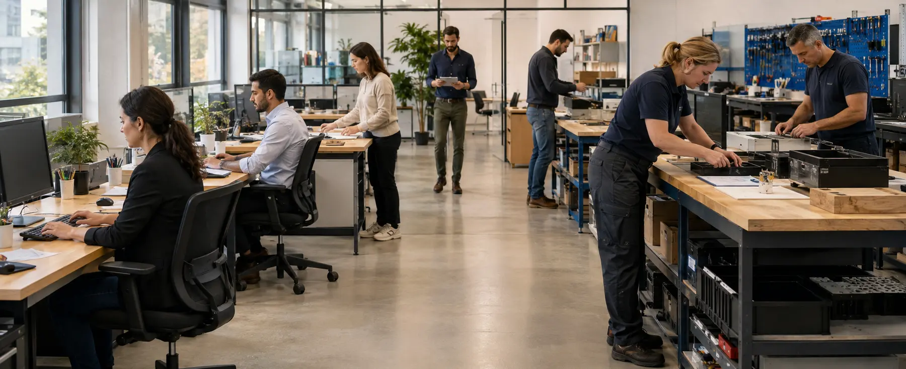 Salariés accomplissant une journée normale de travail dans une entreprise