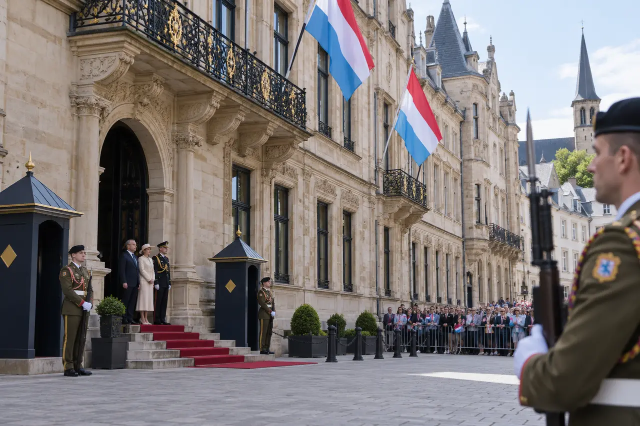 Cérémonie devant le Palais grand-ducal à Luxembourg-ville
